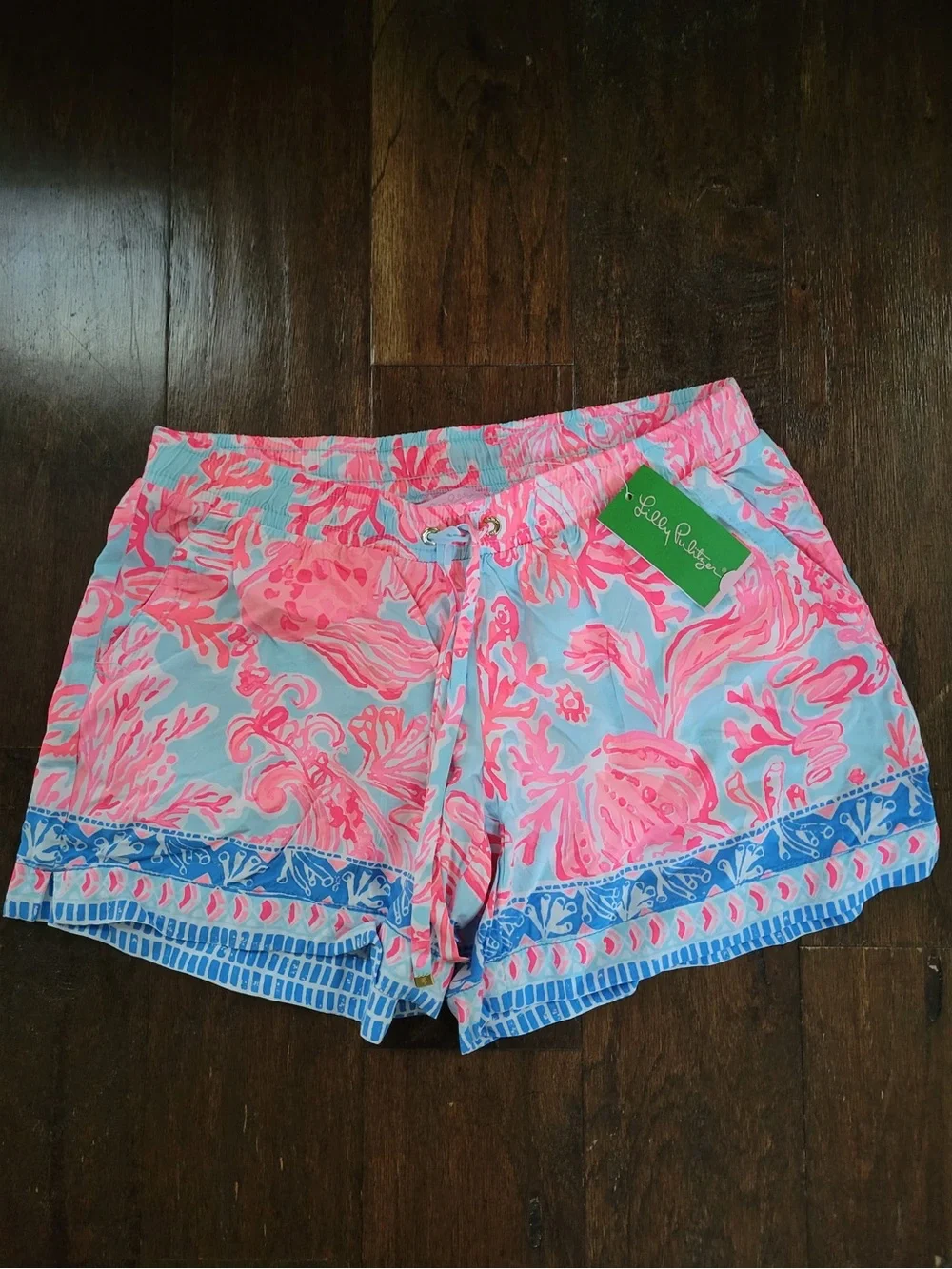 Lilly Pulitzer Katia Shorts Shell We Dance Engineered Seasalt Blue Size S-NWT - Picture 2 of 7